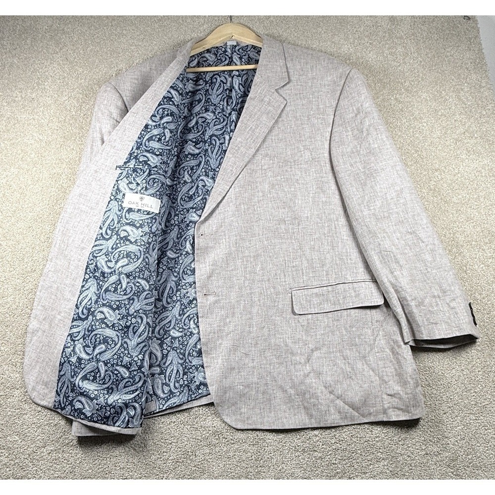 Oak Hill Men's Linen Blend Blazer Sport Coat Tan Beige 3XL 54R/56R Lightweight
